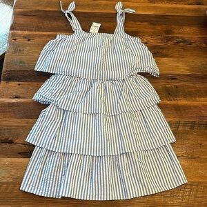 Crewcuts  blue&white seersucker layered dress 14